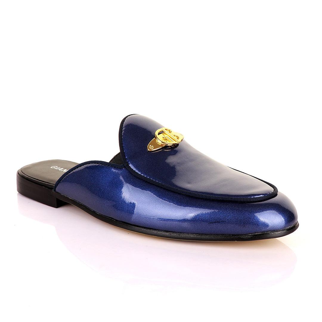Gianfrranco Butteri Half Shoe With Gold Logo-Royal Blue - Obeezi
