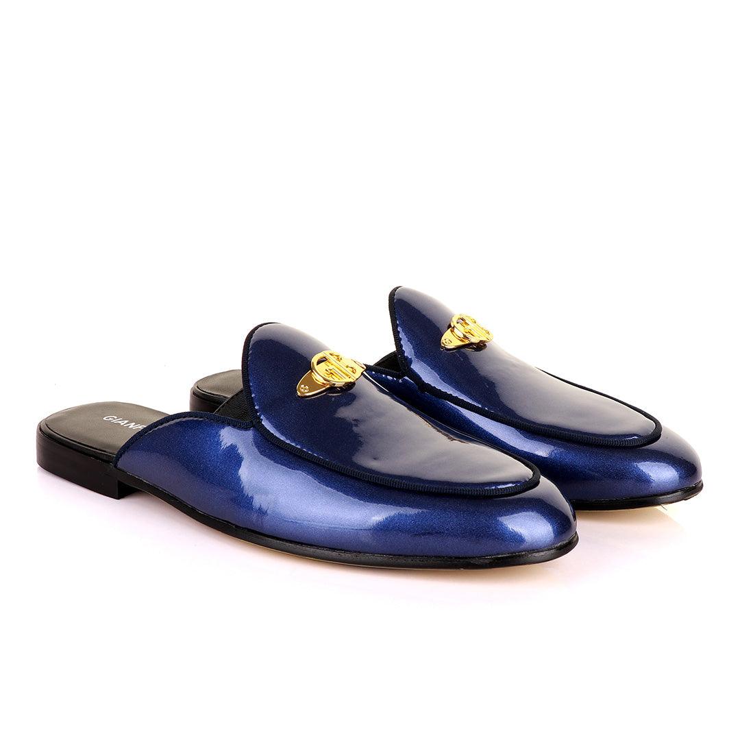 Gianfrranco Butteri Half Shoe With Gold Logo-Royal Blue - Obeezi