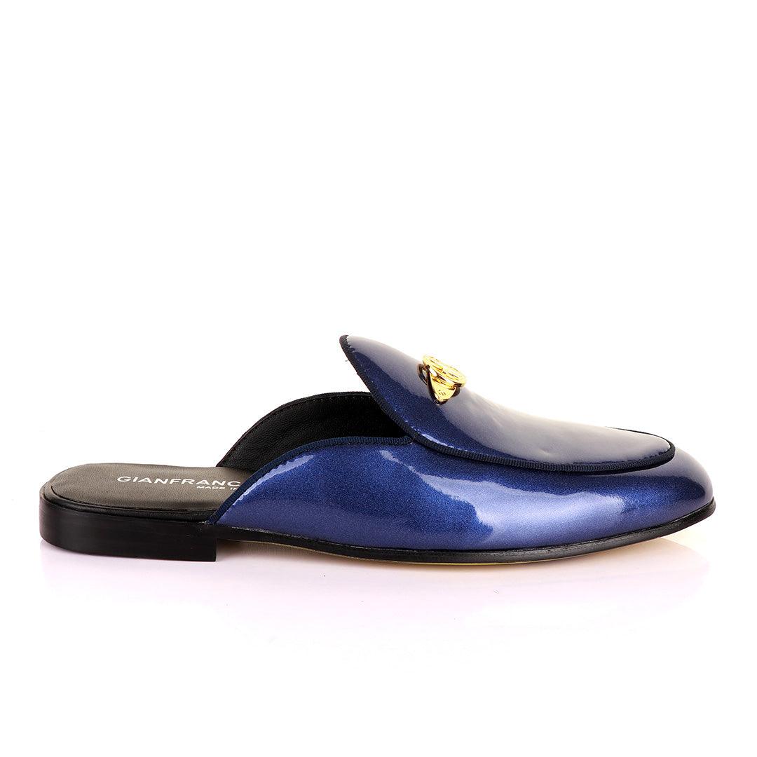Gianfrranco Butteri Half Shoe With Gold Logo-Royal Blue - Obeezi