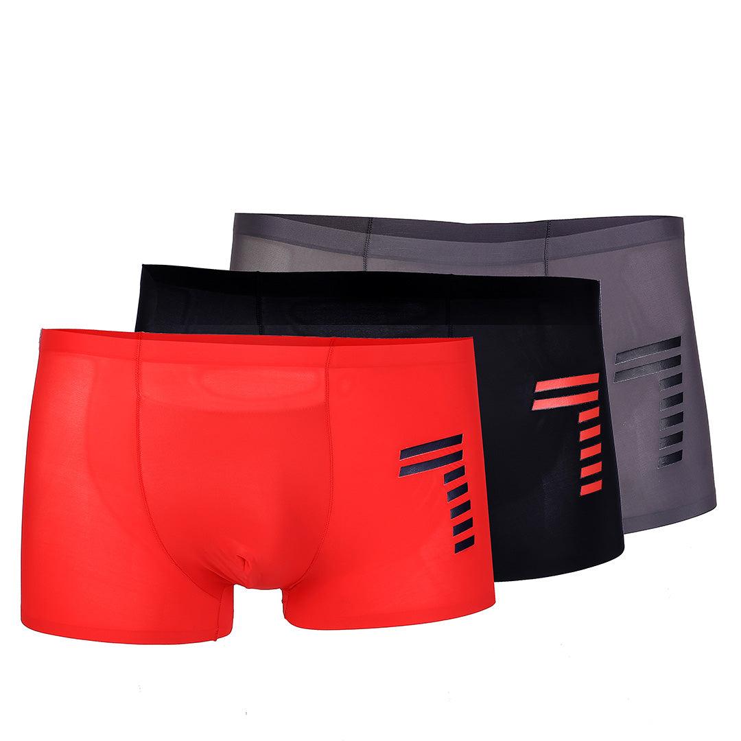 Giomani 7 Encrypted Logo Designed Cotton 3 in 1 Black, Red And Grey - Obeezi.com