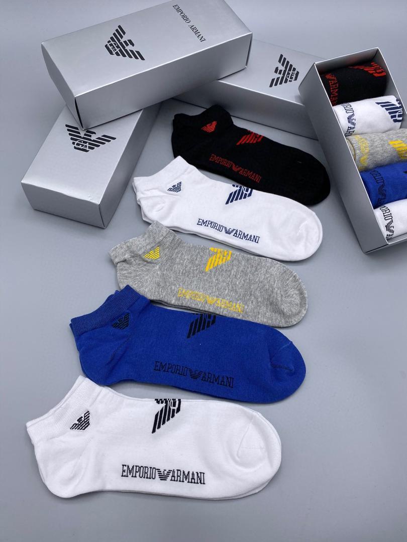 Giomani Logo Designed Cotton 5 in 1 Black, White, Ash, Blue and Grey Ankle Socks - Obeezi.com