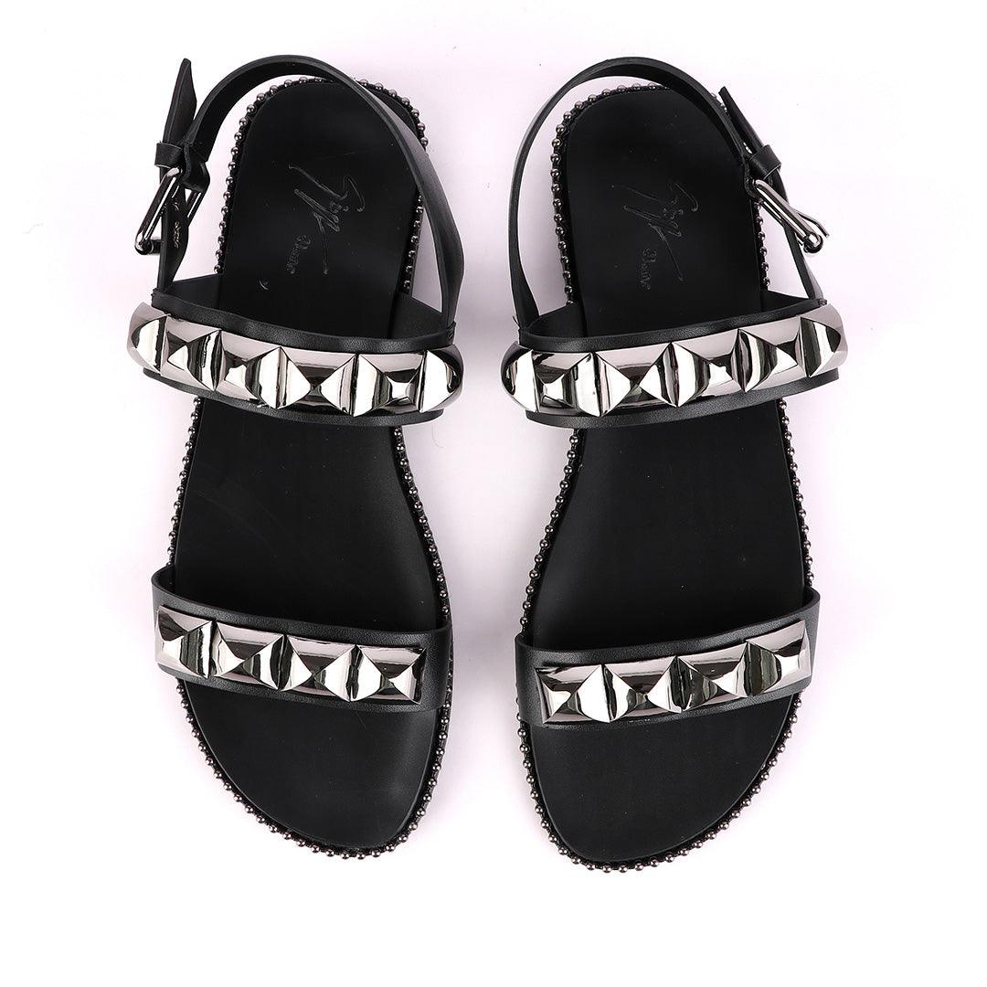 Giuseppe Zanotti All Black Gomzak studded Sandal - Obeezi