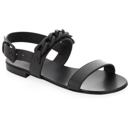 Giuseppe Zanotti Black Chain Double Strap Leather Sandal - Obeezi
