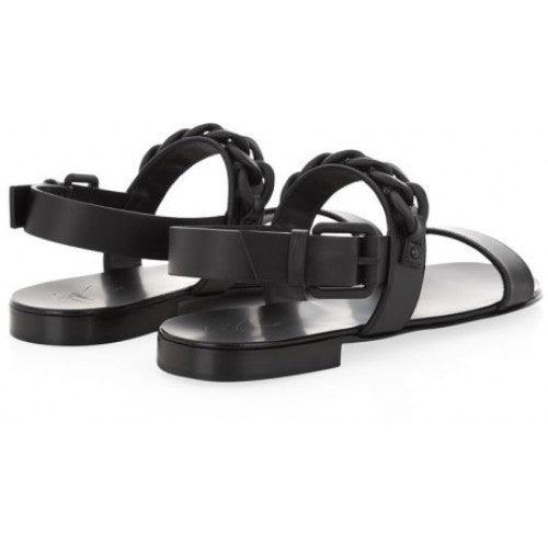Giuseppe Zanotti Black Chain Double Strap Leather Sandal - Obeezi