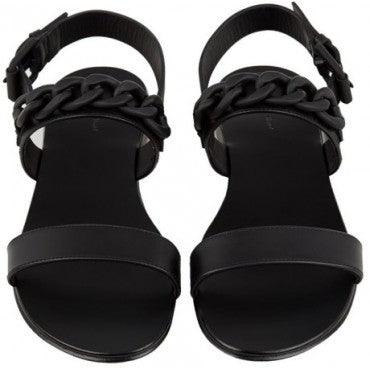 Giuseppe Zanotti Black Chain Double Strap Leather Sandal - Obeezi
