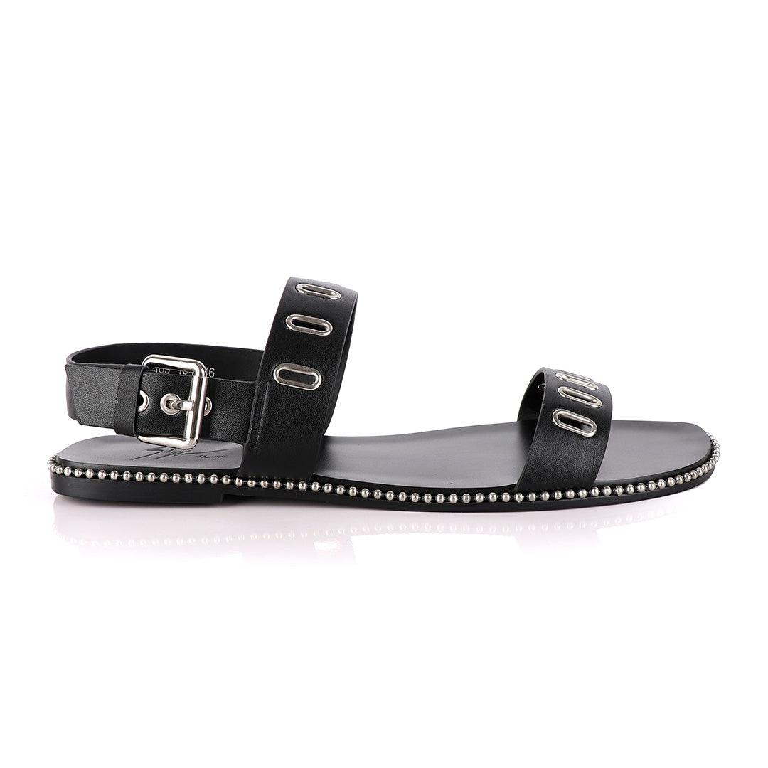Giuseppe Zanotti Black Rander Trap Leather Sandal - Obeezi