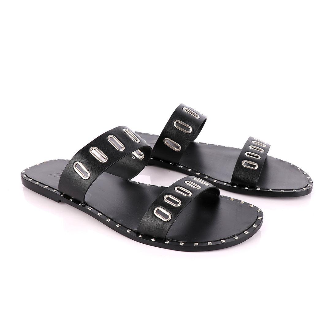 Giuseppe Zanotti Black Rander Trap Leather Slipper - Obeezi