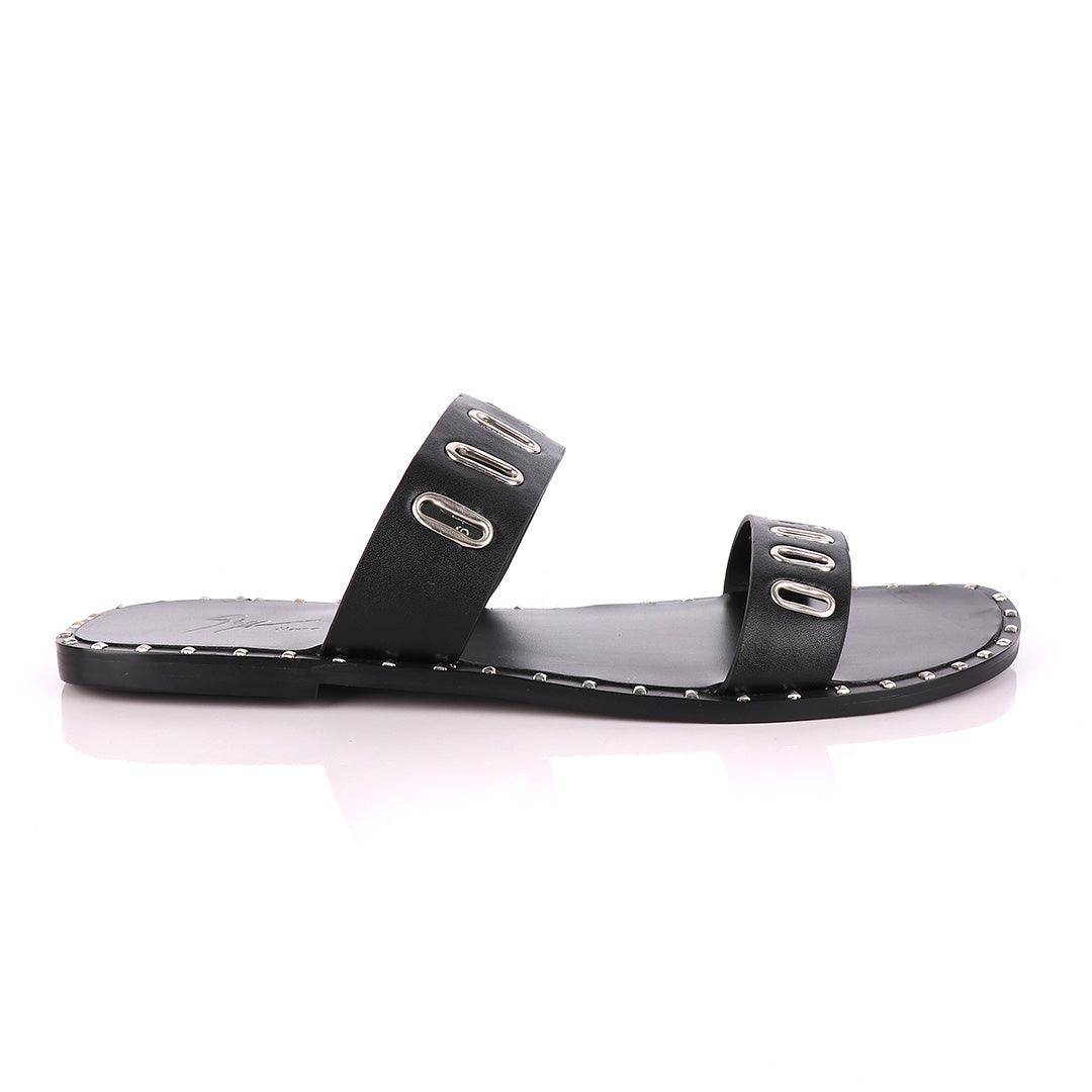 Giuseppe Zanotti Black Rander Trap Leather Slipper - Obeezi