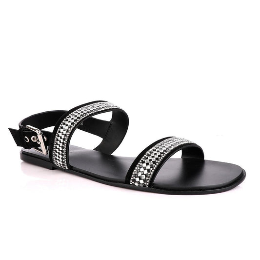 Giuseppe Zanotti Black studded Silver stone Sandal - Obeezi