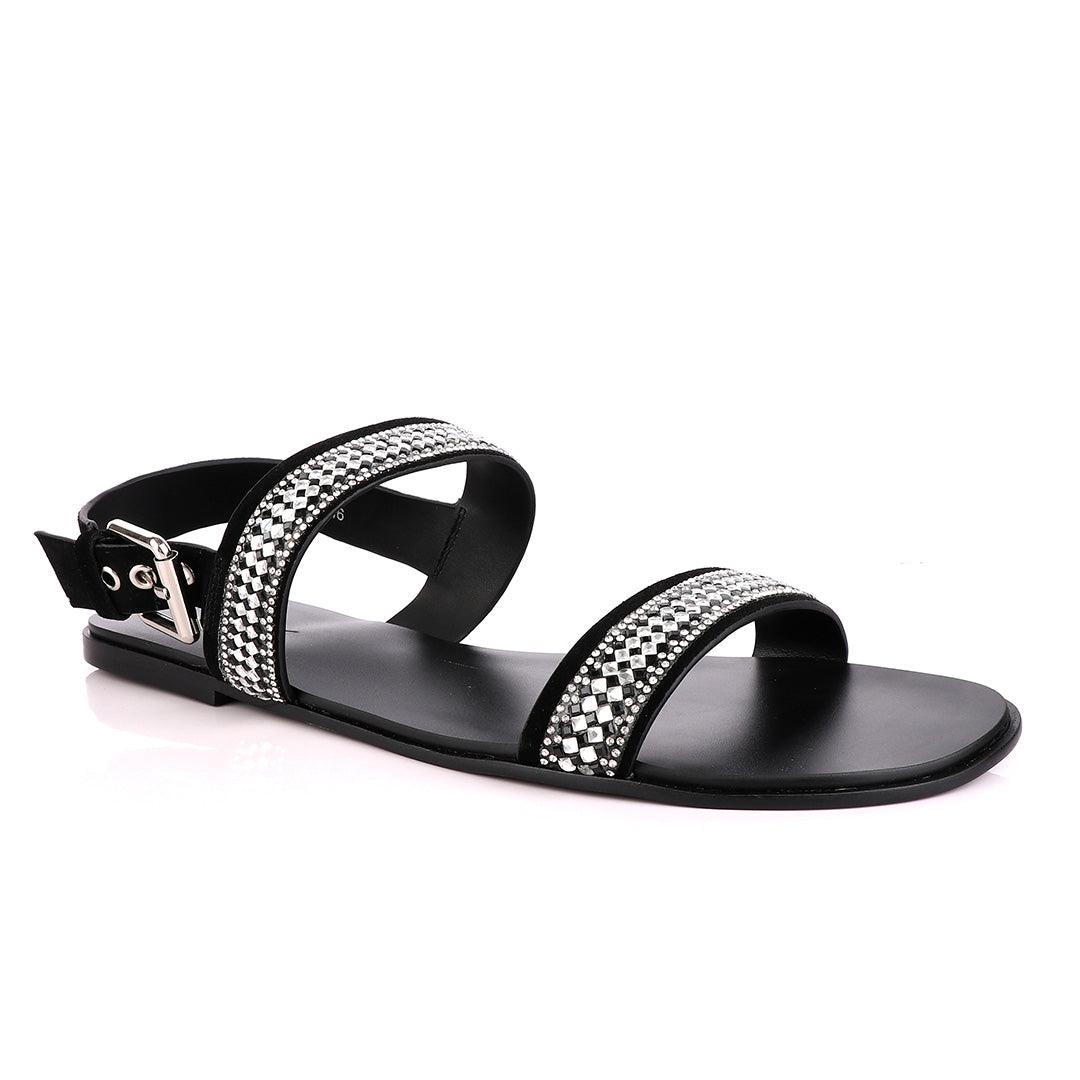 Giuseppe Zanotti Black studded Silver stone Sandal - Obeezi