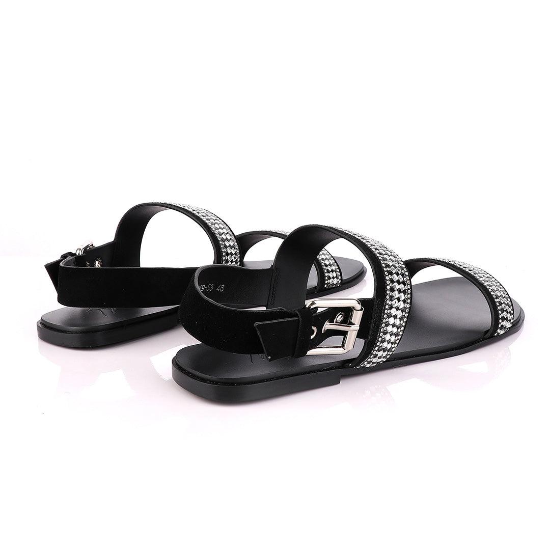 Giuseppe Zanotti Black studded Silver stone Sandal - Obeezi