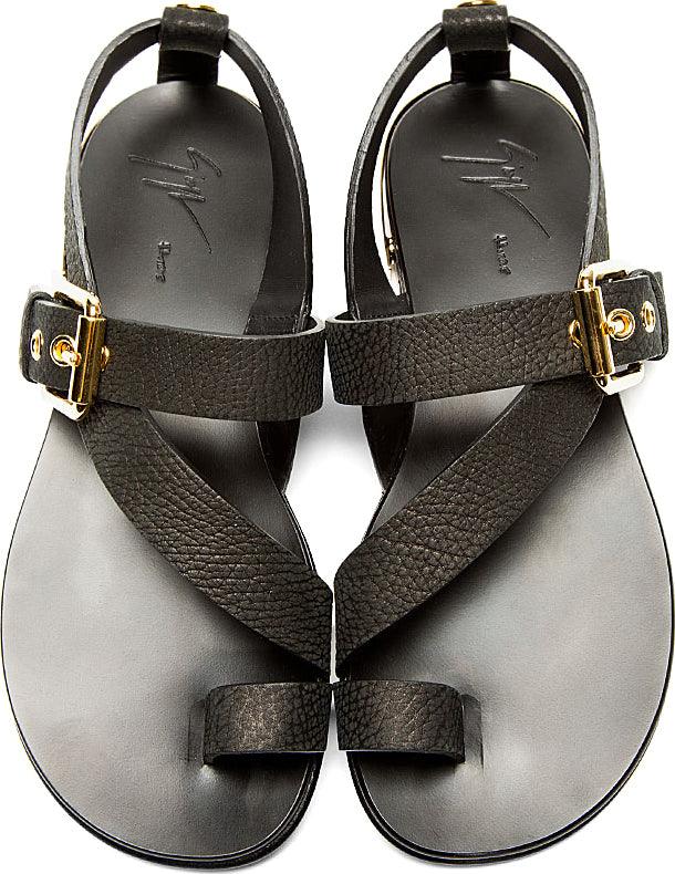 Giuseppe Zanotti Brown Leather Metal Sandal - Obeezi