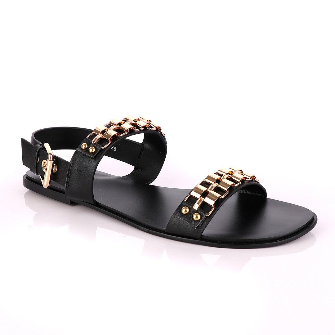 Giuseppe Zanotti Gold Curb Double Strap Sandals - Obeezi