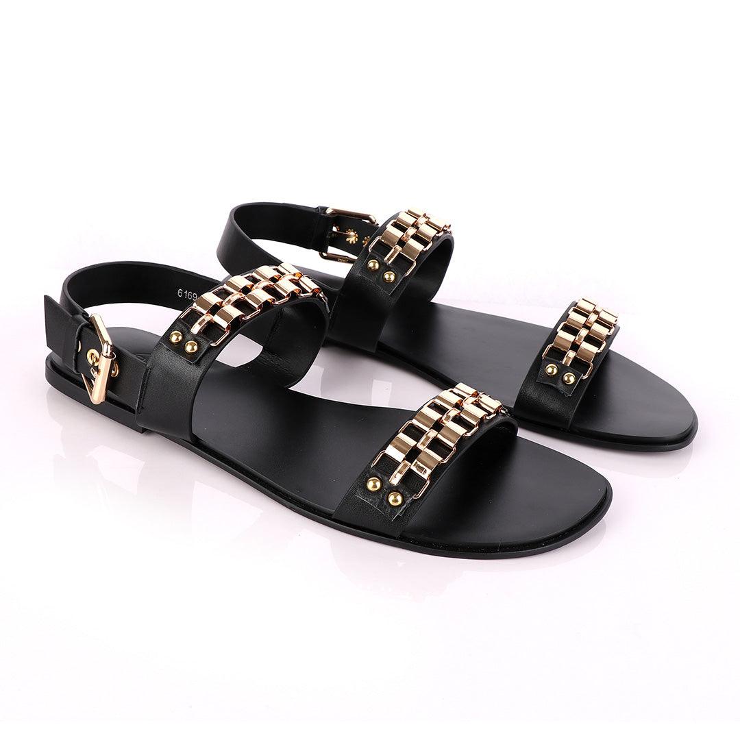 Giuseppe Zanotti Gold Curb Double Strap Sandals - Obeezi