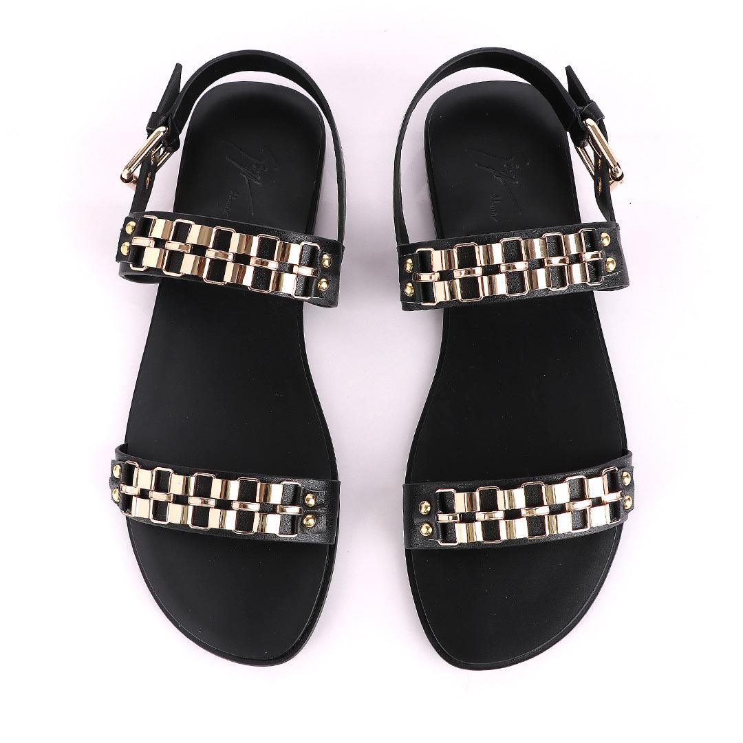 Giuseppe Zanotti Gold Curb Double Strap Sandals - Obeezi