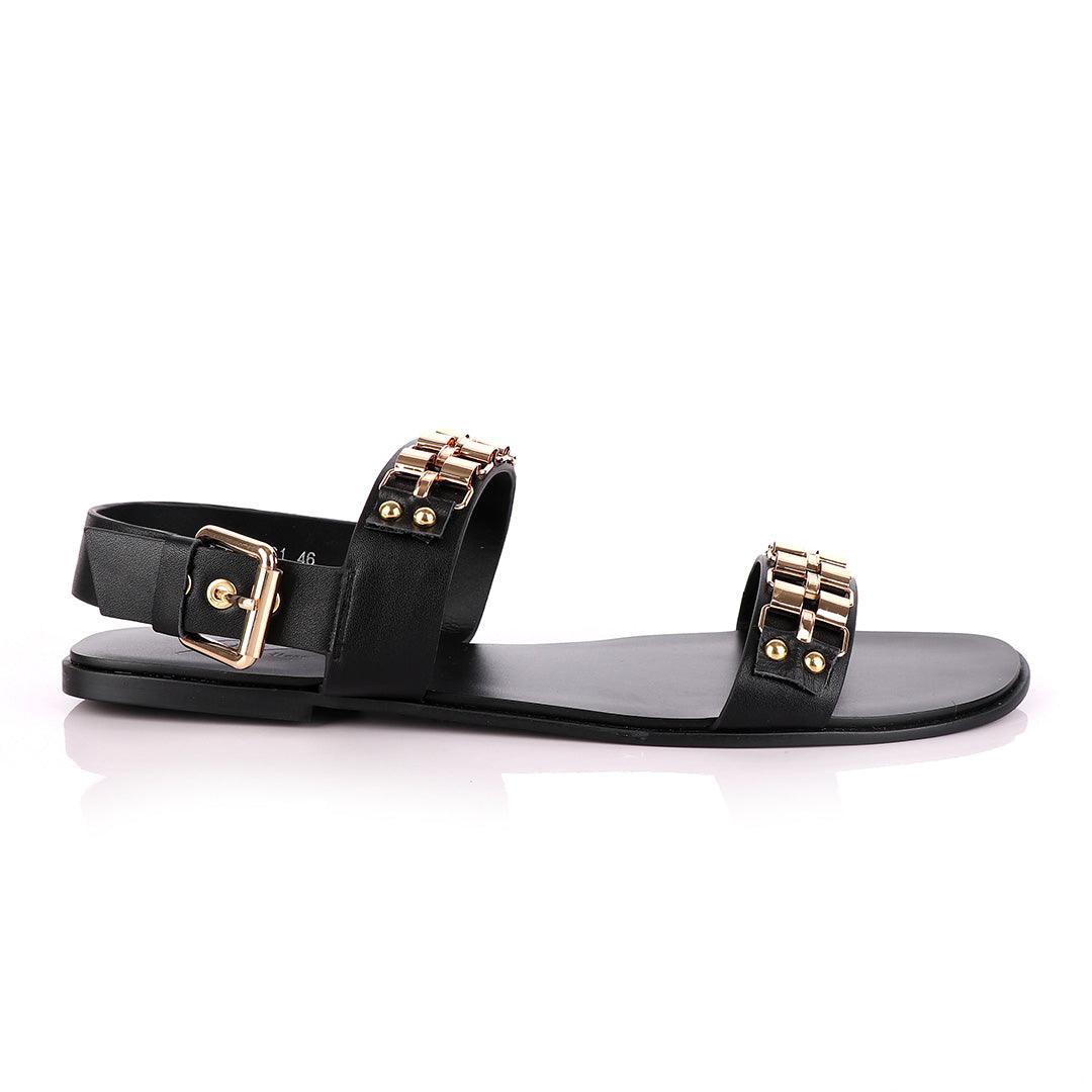 Giuseppe Zanotti Gold Curb Double Strap Sandals - Obeezi