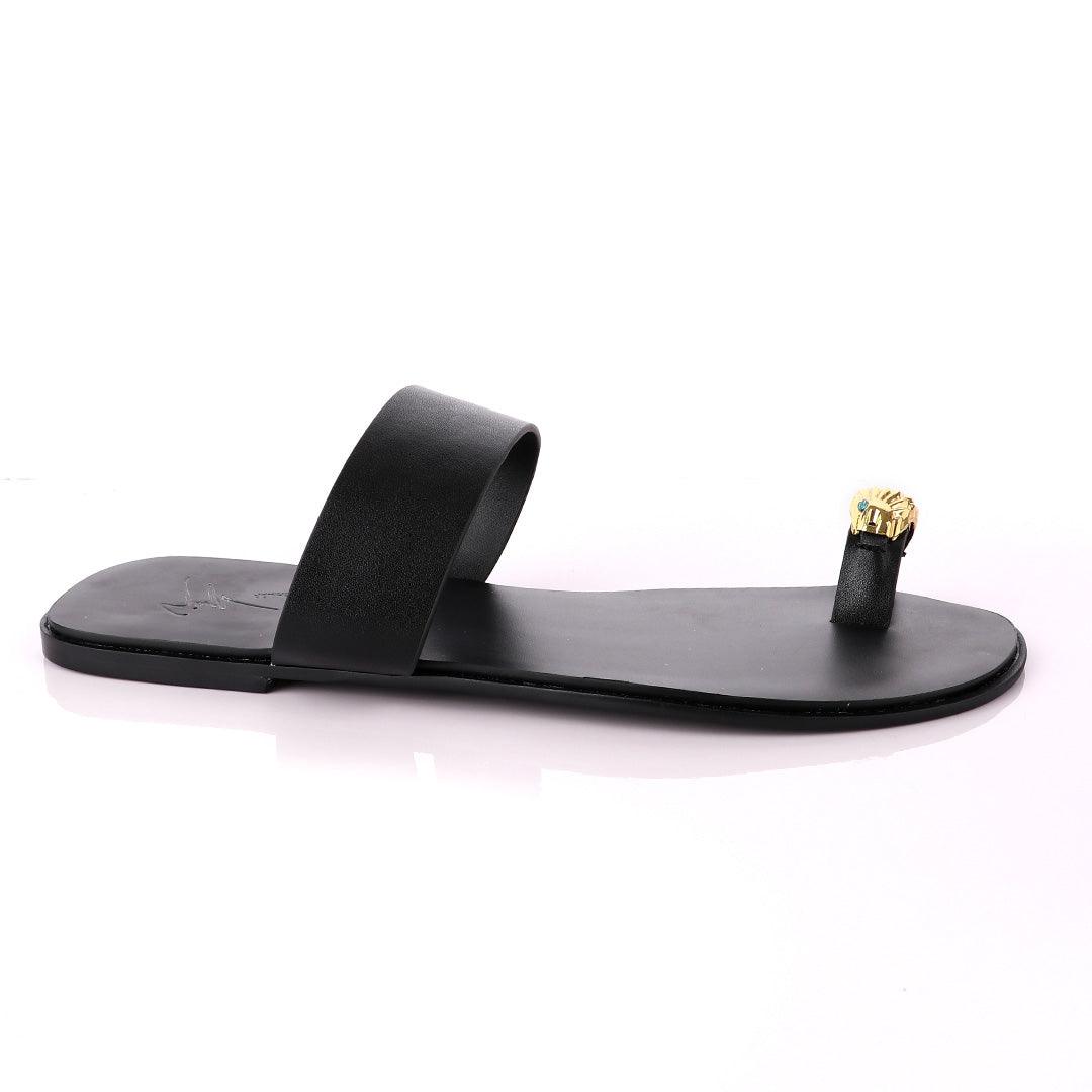 Giuseppe Zanotti Leo Black Leather Slippers - Obeezi