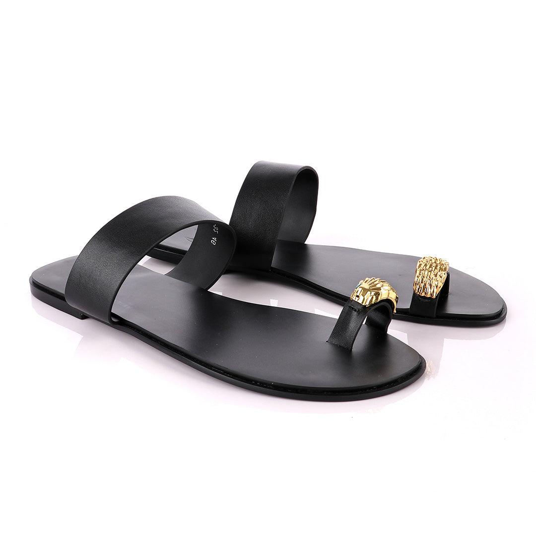 Giuseppe Zanotti Leo Black Leather Slippers - Obeezi