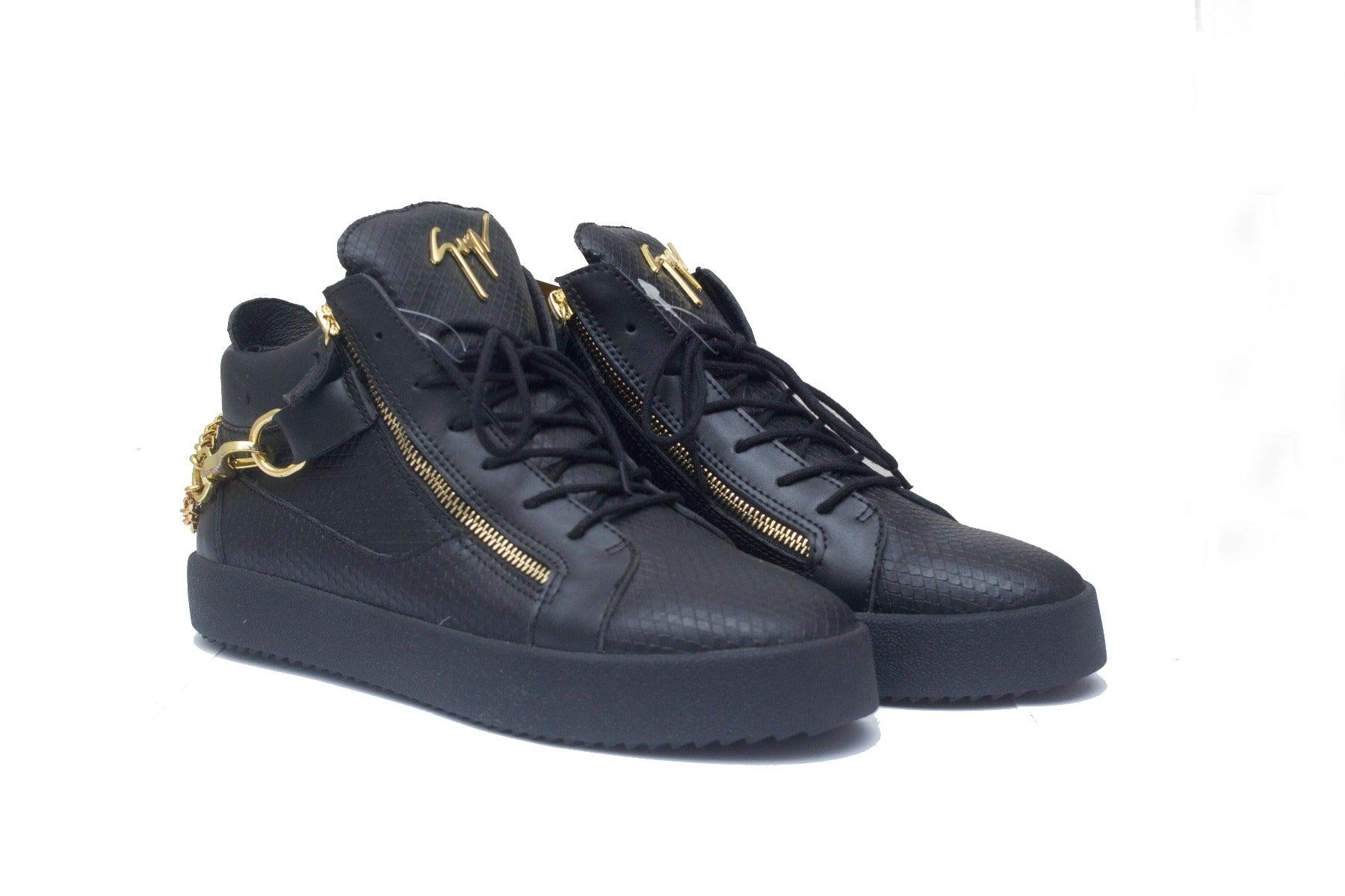 Giuseppe Zanotti Men's Leather High Top Black Sneakers - Obeezi