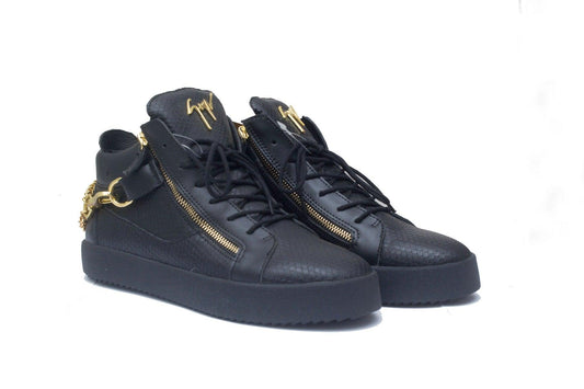 Giuseppe Zanotti Men's Leather High Top Black Sneakers - Obeezi