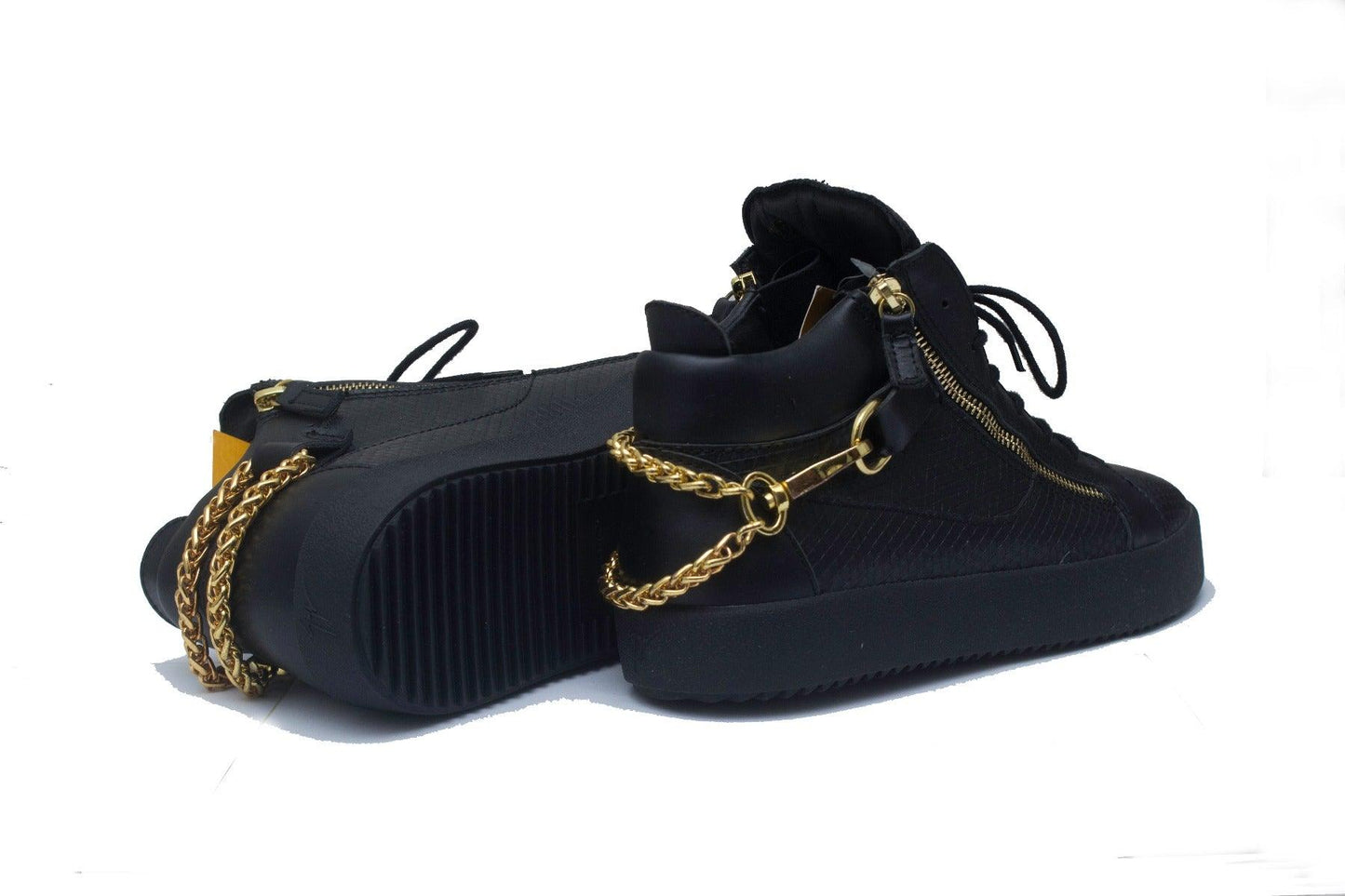 Giuseppe Zanotti Men's Leather High Top Black Sneakers - Obeezi