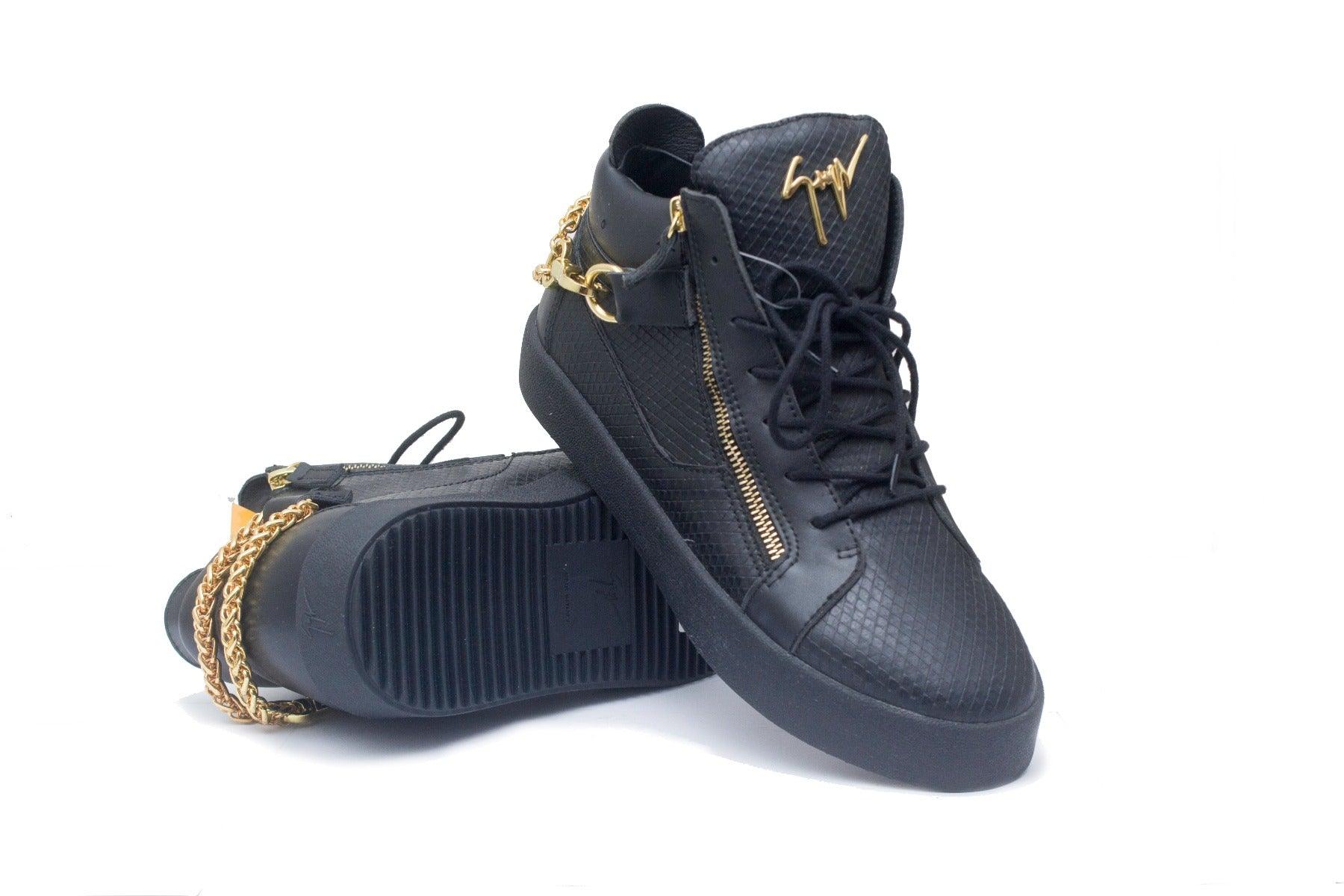 Giuseppe Zanotti Men's Leather High Top Black Sneakers - Obeezi
