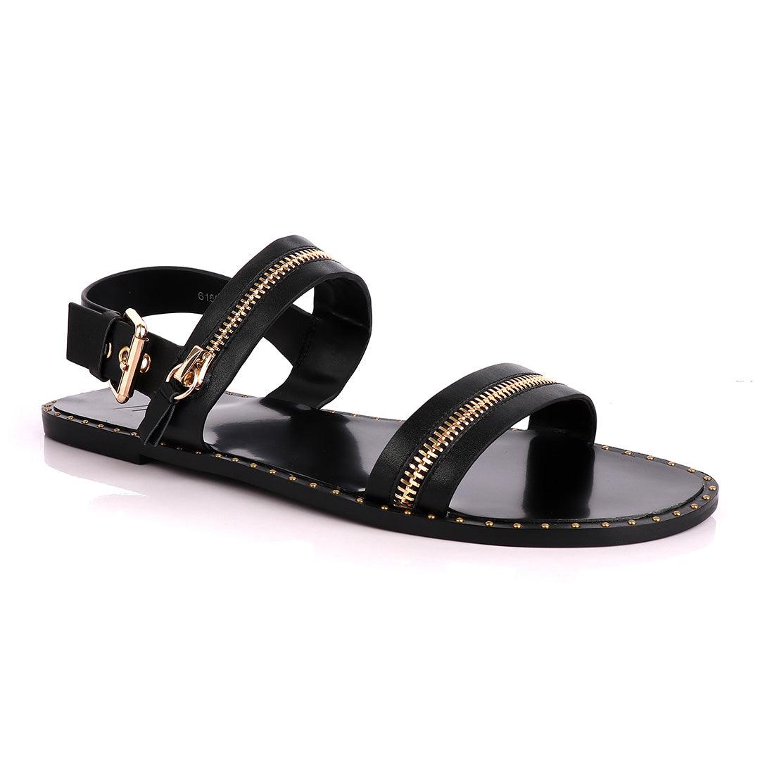 Giuseppe Zanotti Zip Strap Black Sandal - Obeezi