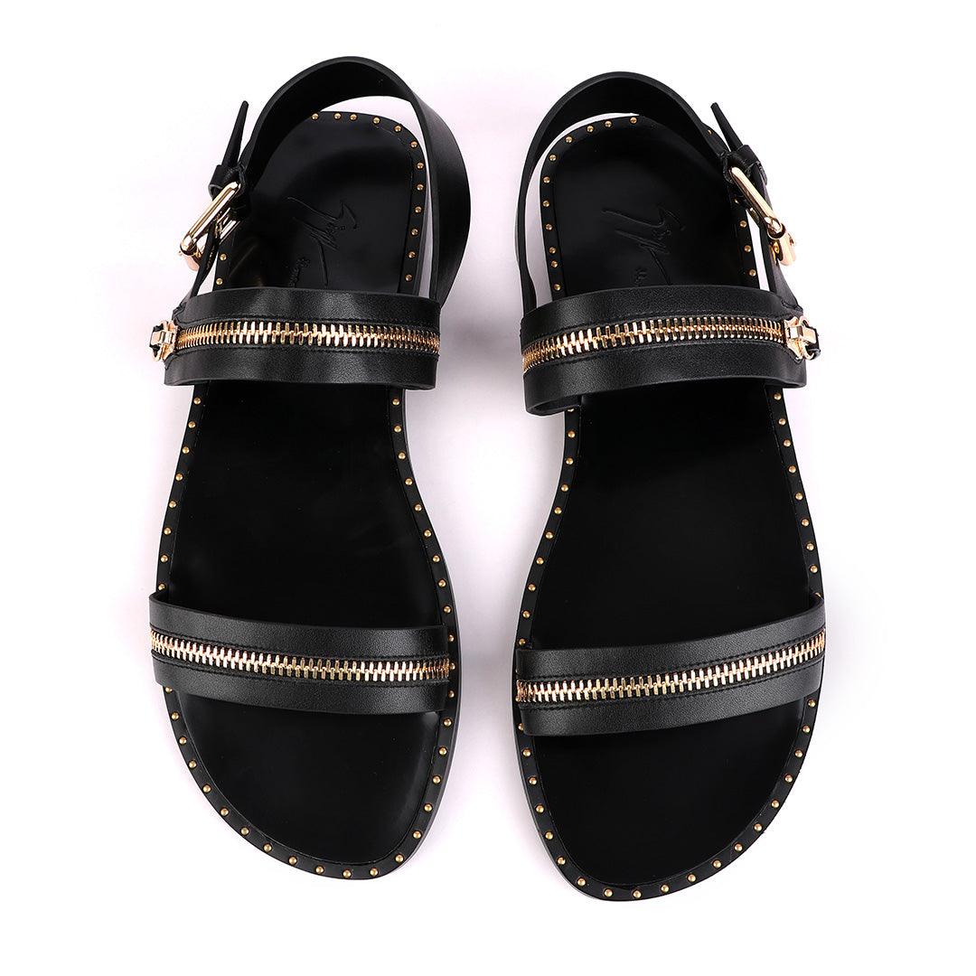 Giuseppe Zanotti Zip Strap Black Sandal - Obeezi