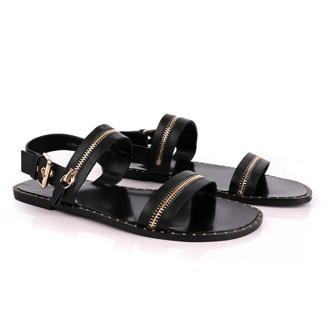 Giuseppe Zanotti Zip Strap Black Sandal - Obeezi