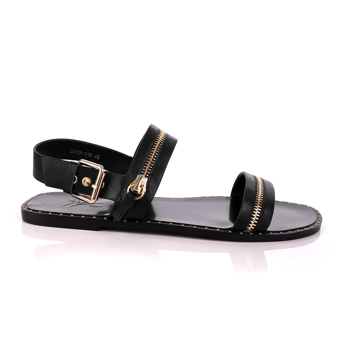 Giuseppe Zanotti Zip Strap Black Sandal - Obeezi