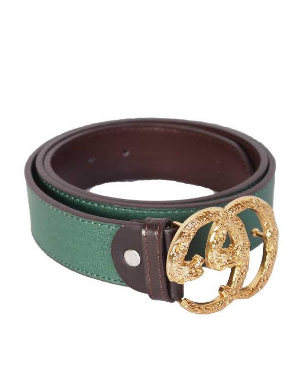 Gold Interlocking G Buckle With Snake Print Green - Obeezi.com