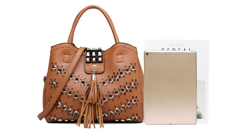 Golden metalic Design 3 in 1 woman off Pink Handbags - Obeezi.com