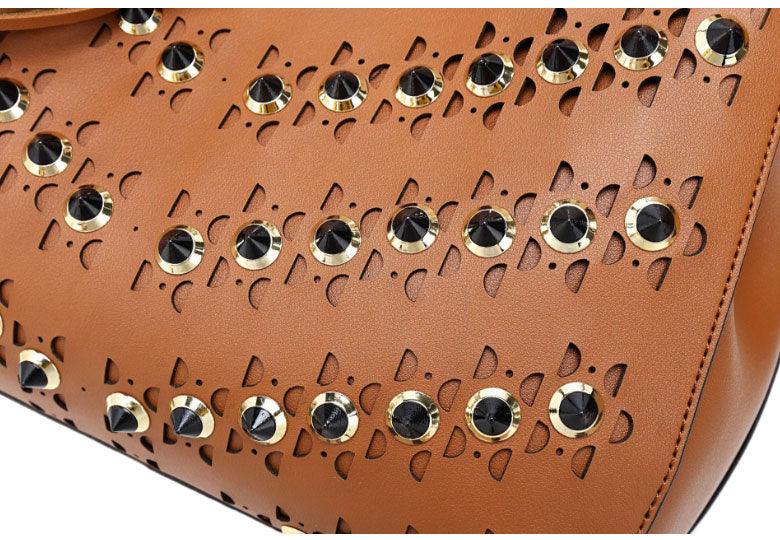 Golden metalic Design 3 in 1 woman Red Handbags - Obeezi.com