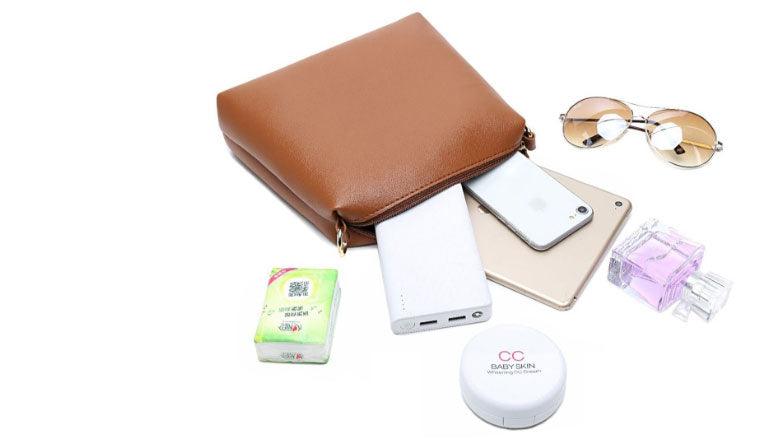 Golden metalic Design 3 in 1 woman Red Handbags - Obeezi.com