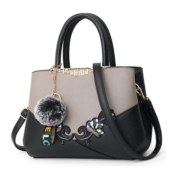 Grey French Fur Cham Shape Tote Handbag - Obeezi.com