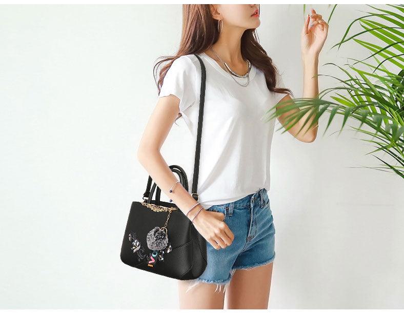 Grey French Fur Cham Shape Tote Handbag - Obeezi.com