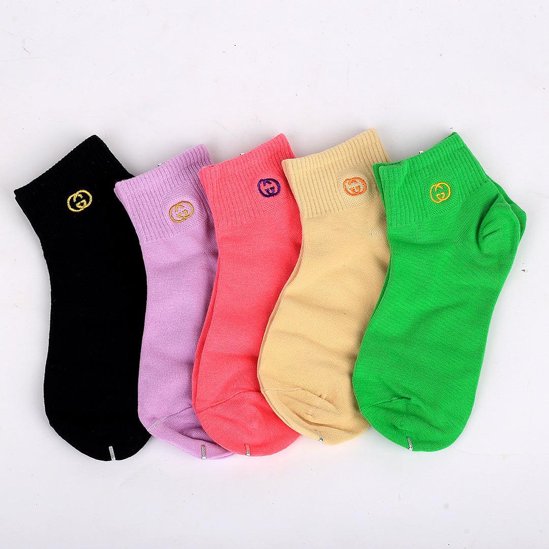 Guc 5 In 1 Cotton Lilac, Orange, Black, Brown And Green Socks - Obeezi.com