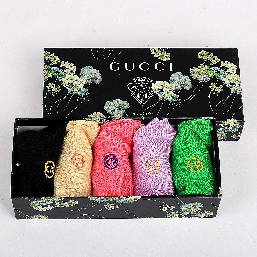 Guc 5 In 1 Cotton Lilac, Orange, Black, Brown And Green Socks - Obeezi.com