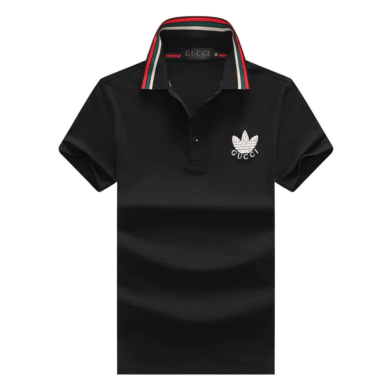GUC Classic Side crested Logo Striped Collar Polo- Black - Obeezi.com
