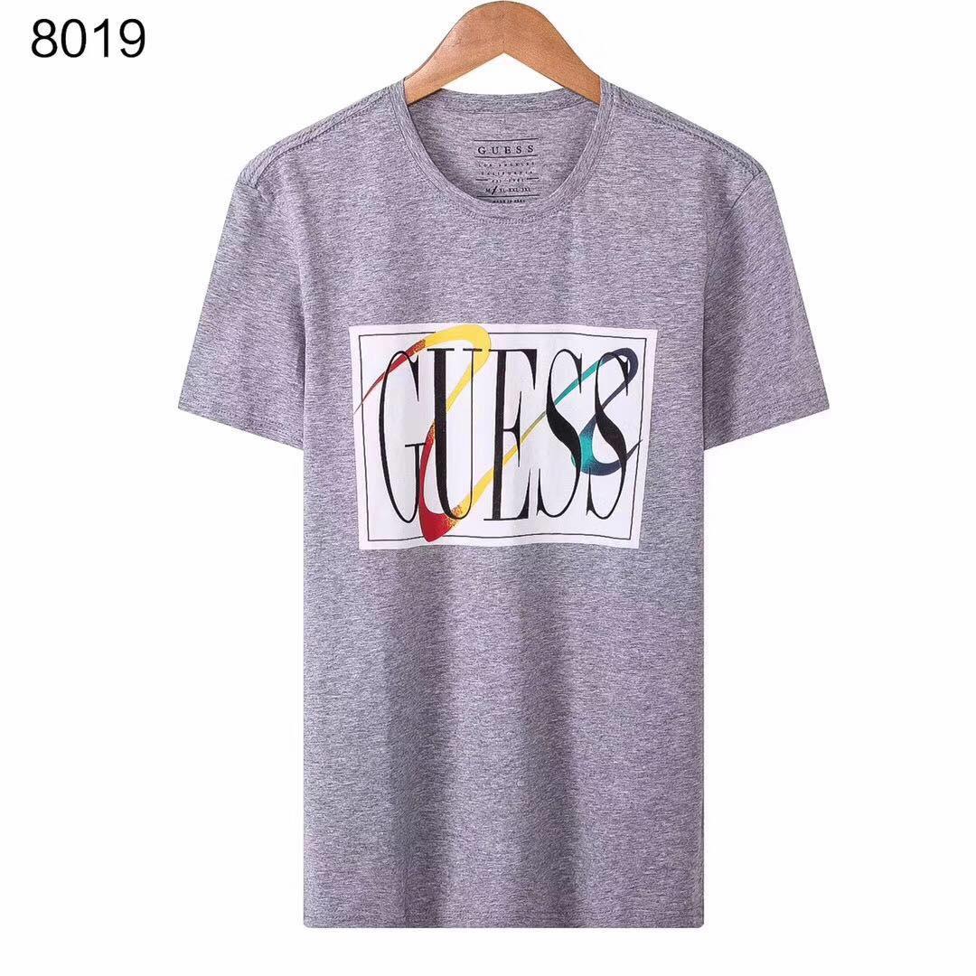Guess Men's Custom Logo Short Sleeve T-Shirt Ash - Obeezi