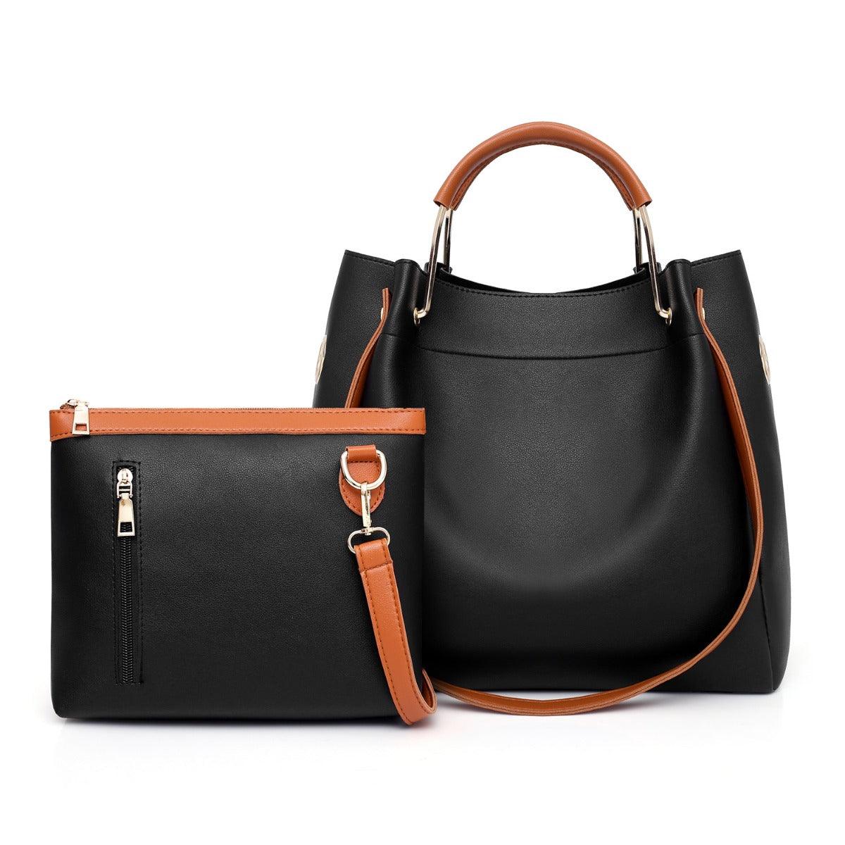 Guluded Leather Portable Handbag Black - Obeezi.com