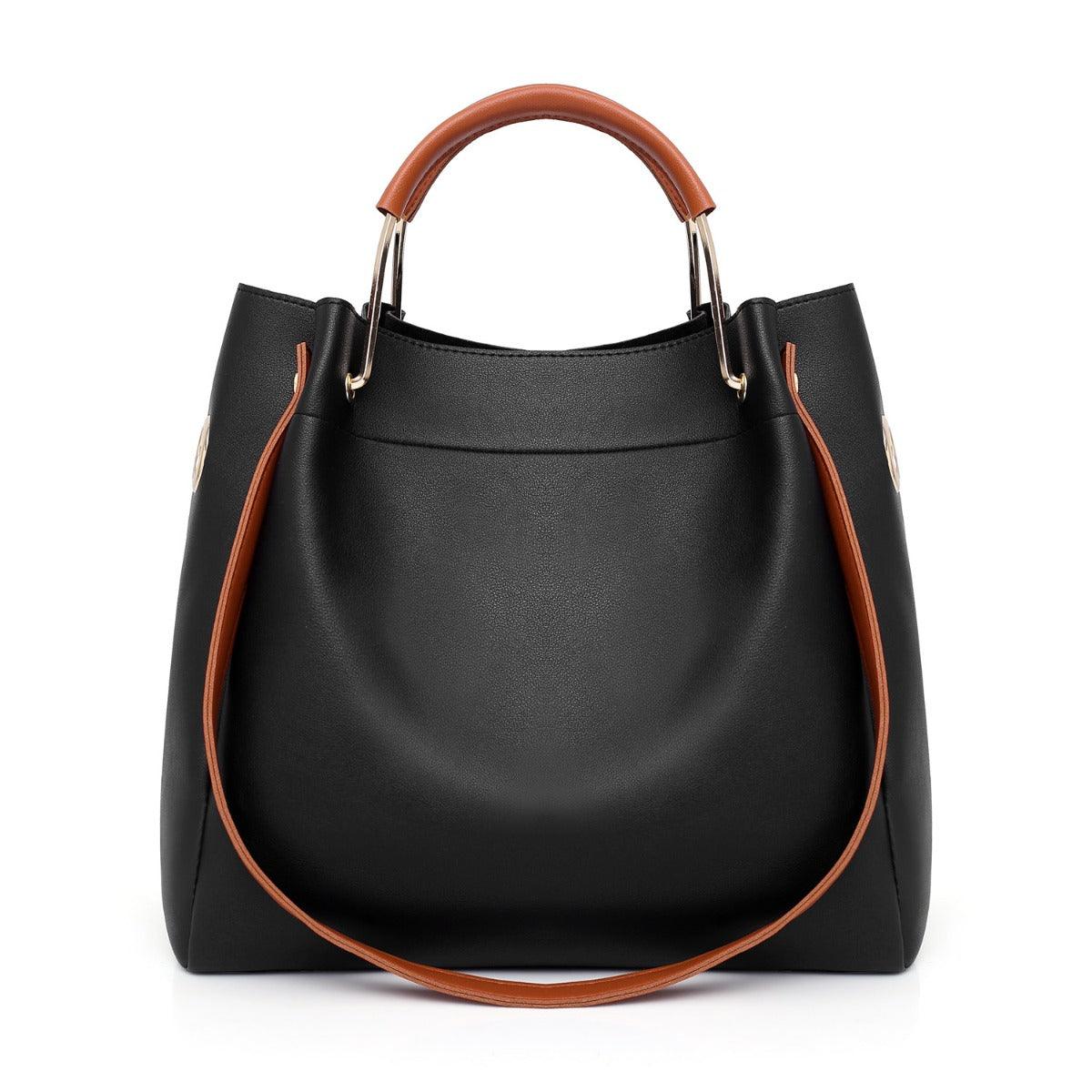 Guluded Leather Portable Handbag Black - Obeezi.com