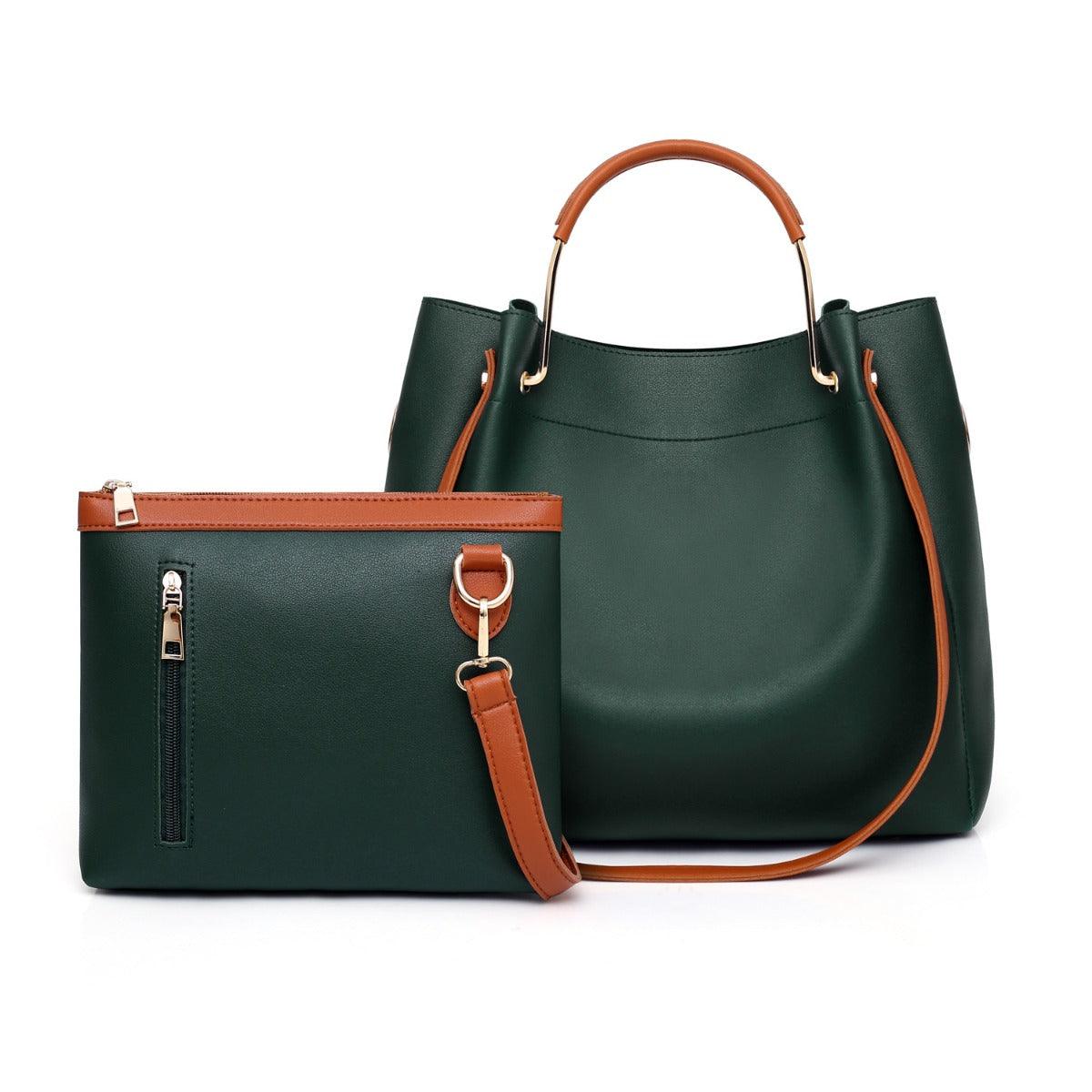 Guluded Leather Portable Handbag Green - Obeezi.com