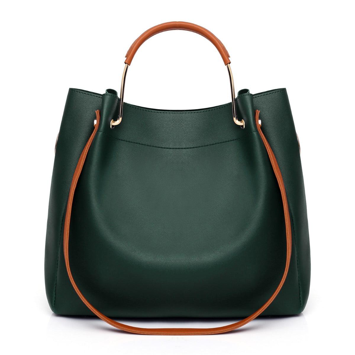 Guluded Leather Portable Handbag Green - Obeezi.com