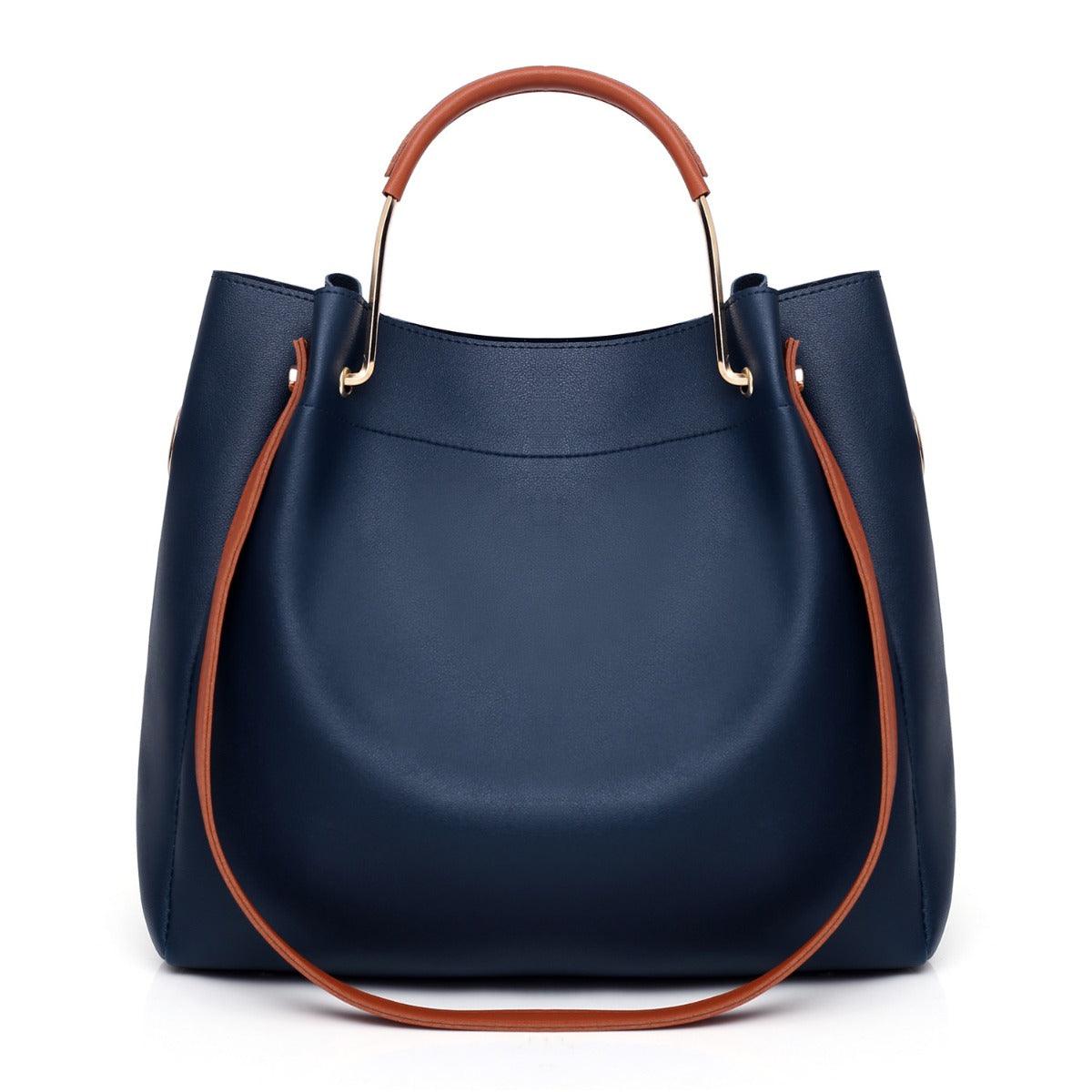 Guluded Leather Portable Handbag Navyblue - Obeezi.com