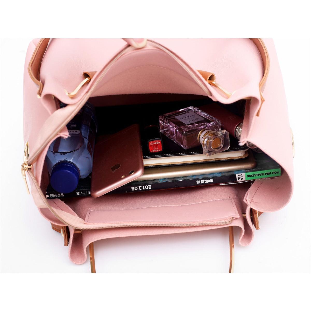 Guluded Leather Portable Handbag Pink - Obeezi.com
