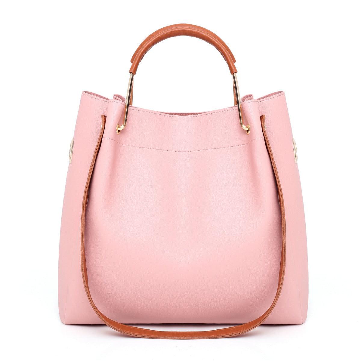 Guluded Leather Portable Handbag Pink - Obeezi.com