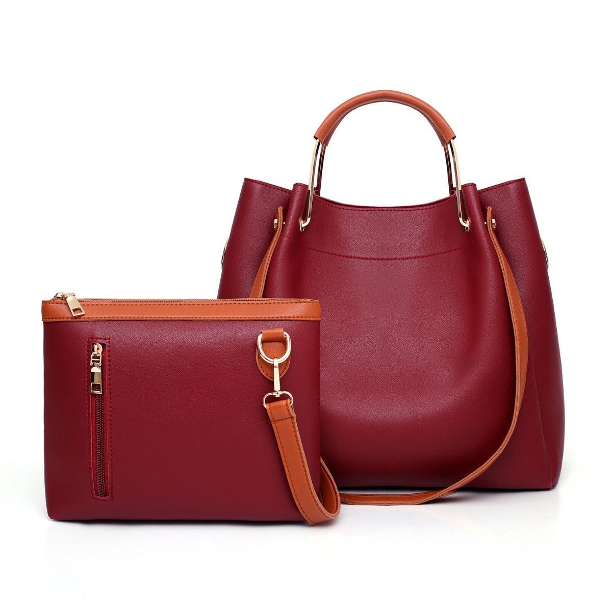 Guluded Leather Portable Handbag Red - Obeezi.com