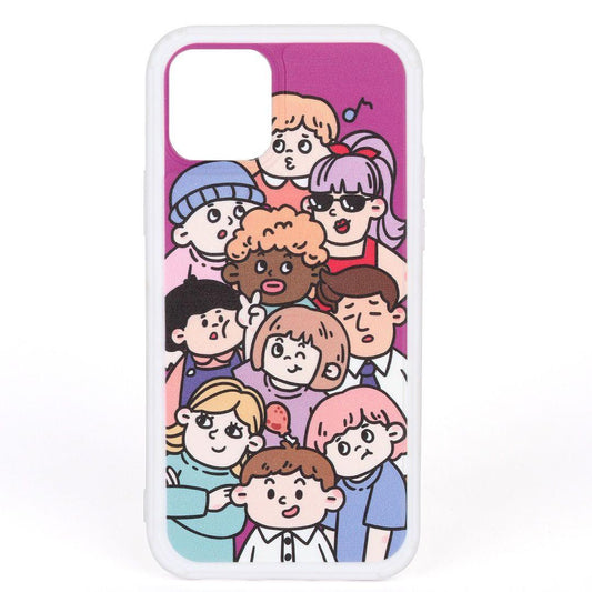 Happy Faces Illustration Designed iPhone 11 Pro, 11 ProMax, X, XR, 12, 12 Mini, 12 Pro, 12 ProMax Rubber Case - Obeezi