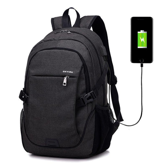 Haven Large Capacity Laptop Backpack With USB Charging Port-Black - Obeezi.com
